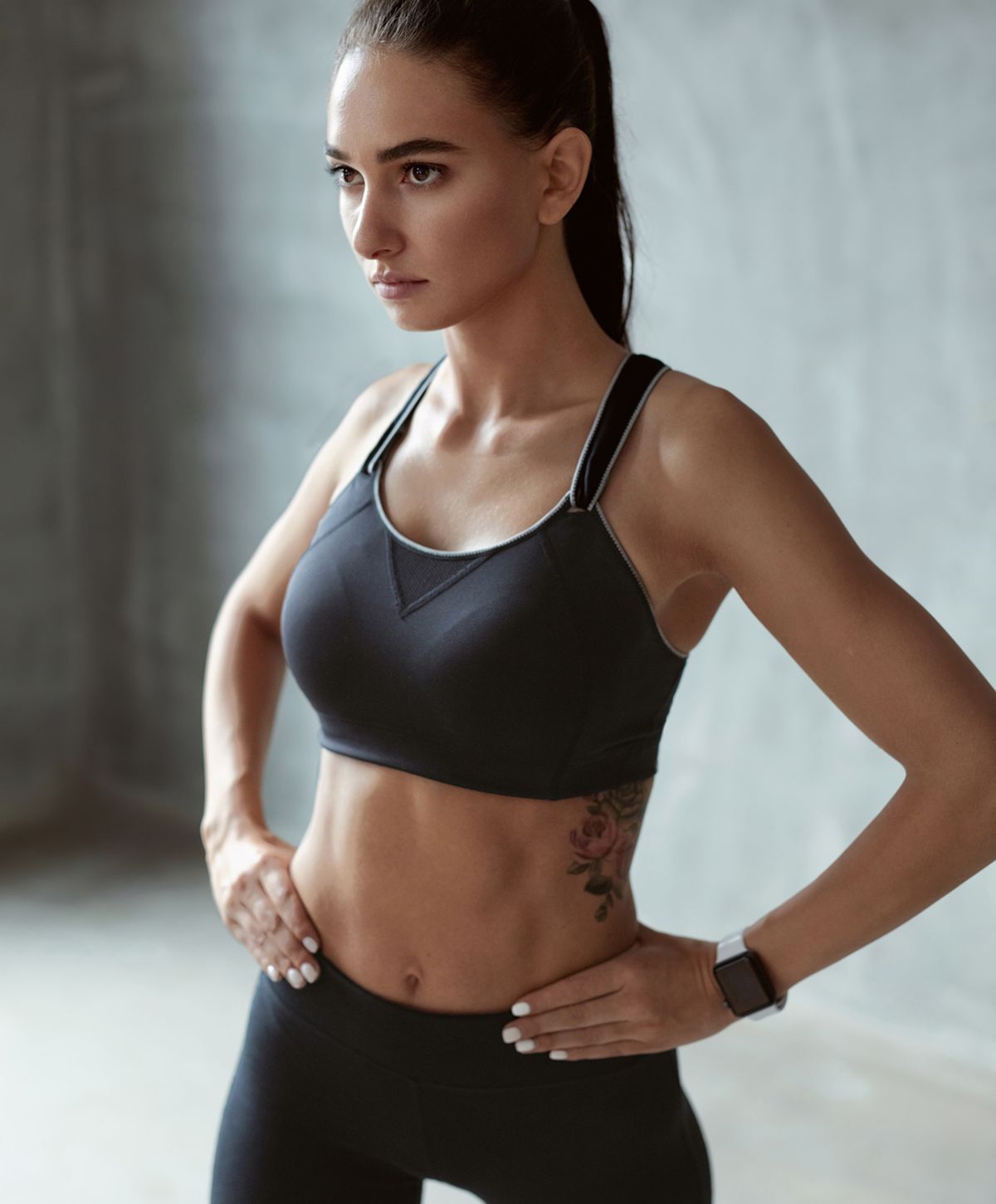 Woman with short hair in soft sunlight.